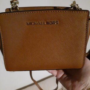 SOLD  Michael Kors  Camel Color Leather Cross Body
